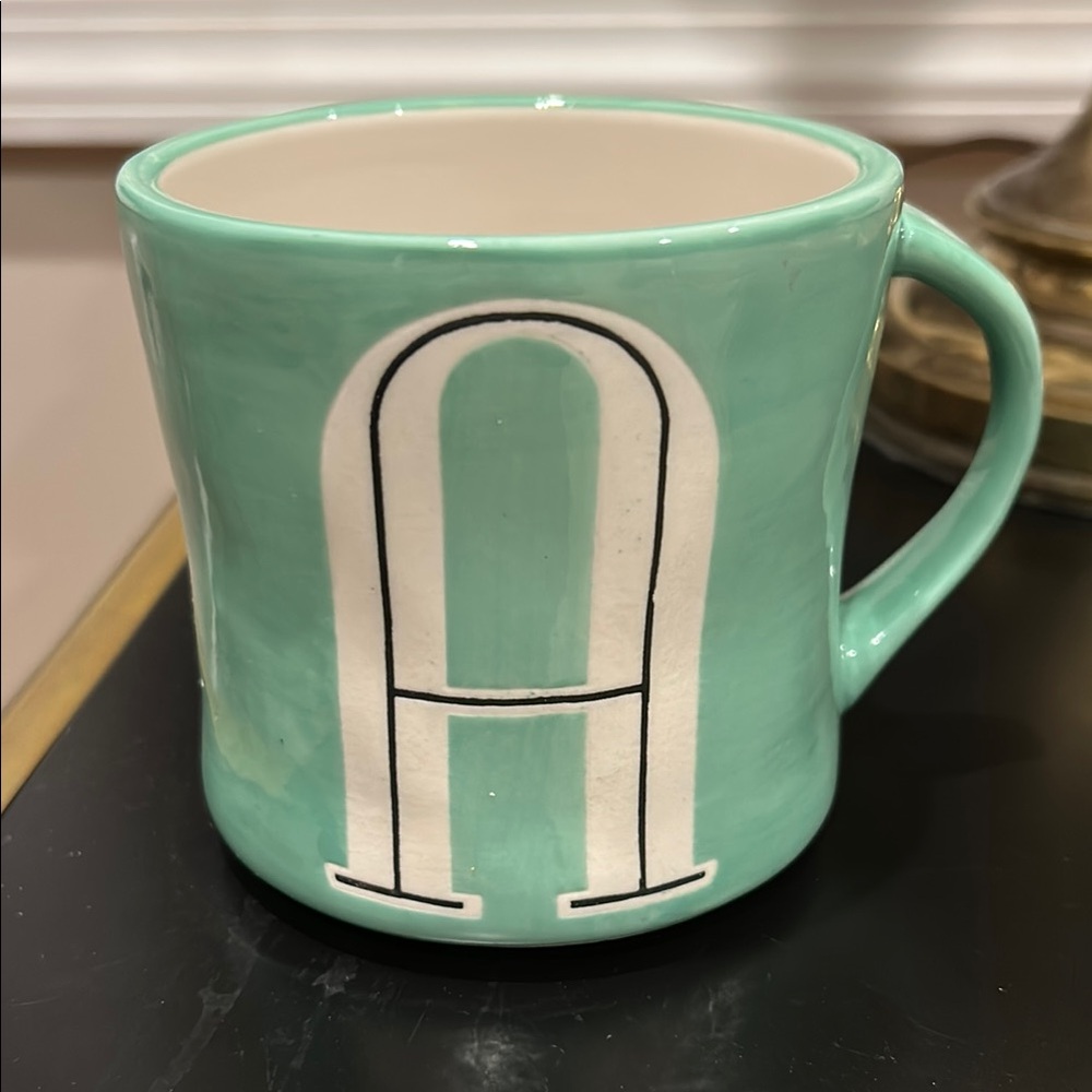 Anthropologie Light Green Monogrammed “A” Mug (New)